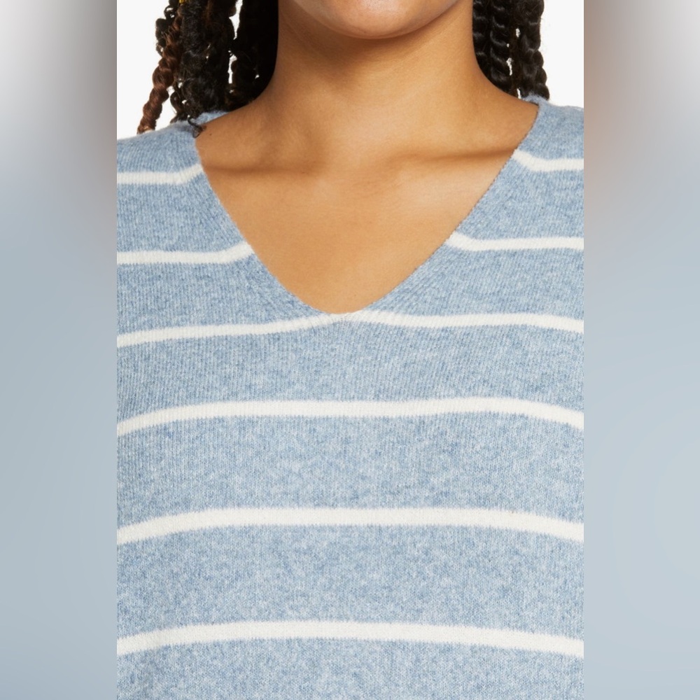 VERO MODA CURVE Doffy Stripe Long Sleeve Recycled Blend Sweater Dress - Picture 4 of 4